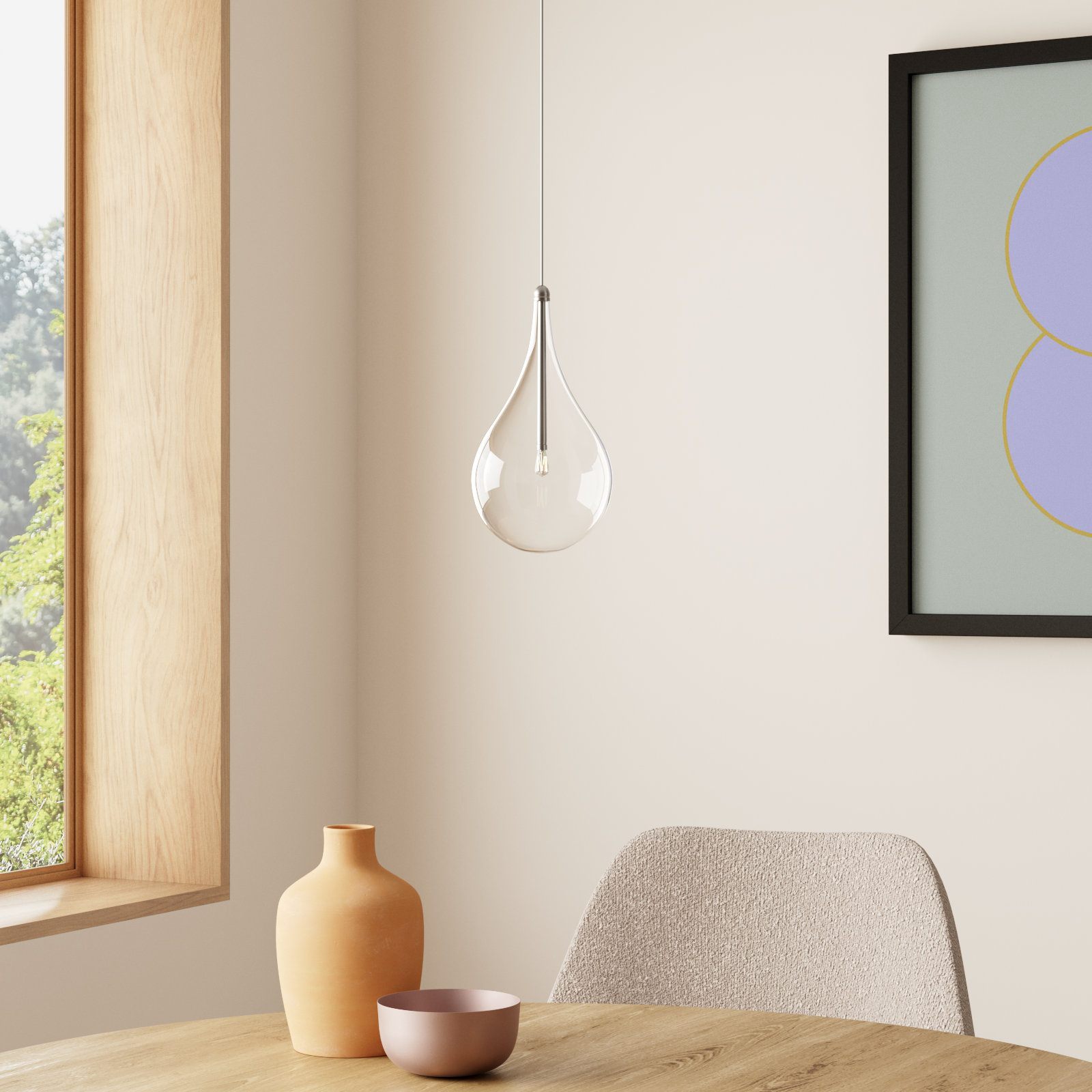 Deva Dimmable Teardrop Single Light Pendant