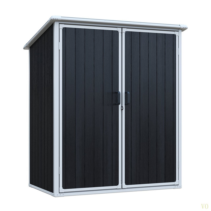 Armoire de rangement extérieure en résine imperméable 5X3 pi avec portes verrouillables pour vélos et meubles de patio