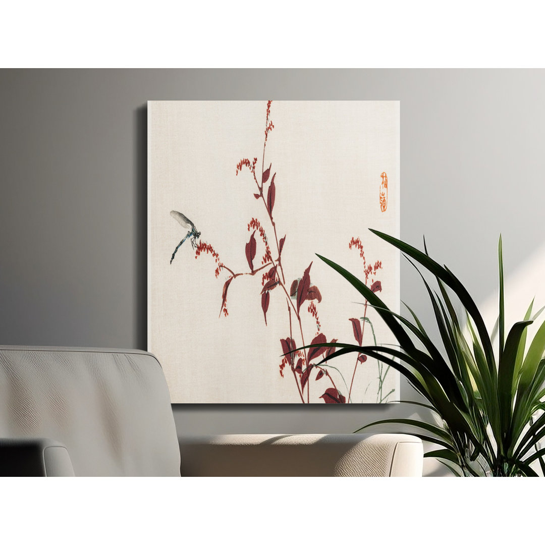 Asian Dragonfly Plant Art Canvas Print