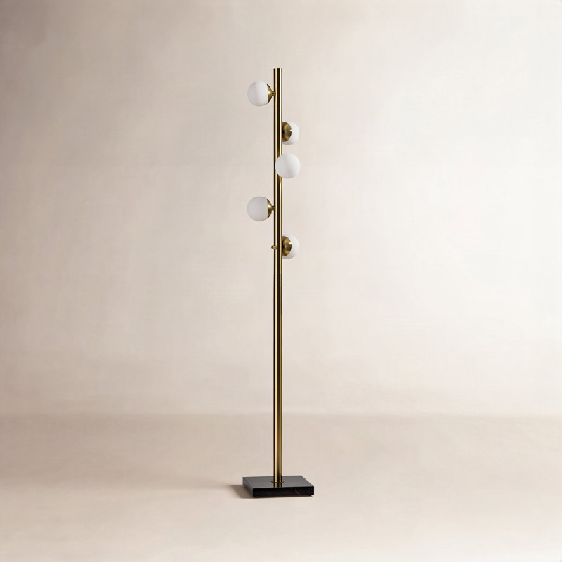 Gerard 65'' Tree Floor Lamp, Antique Brass/Black