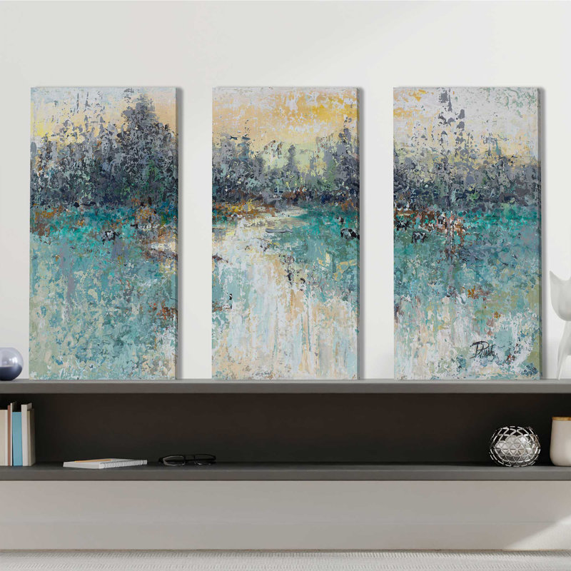Wild Fields - Ensemble de 3 reproductions d'art sur toile tendue, H 24 po x l 36 po x P 0,75 po