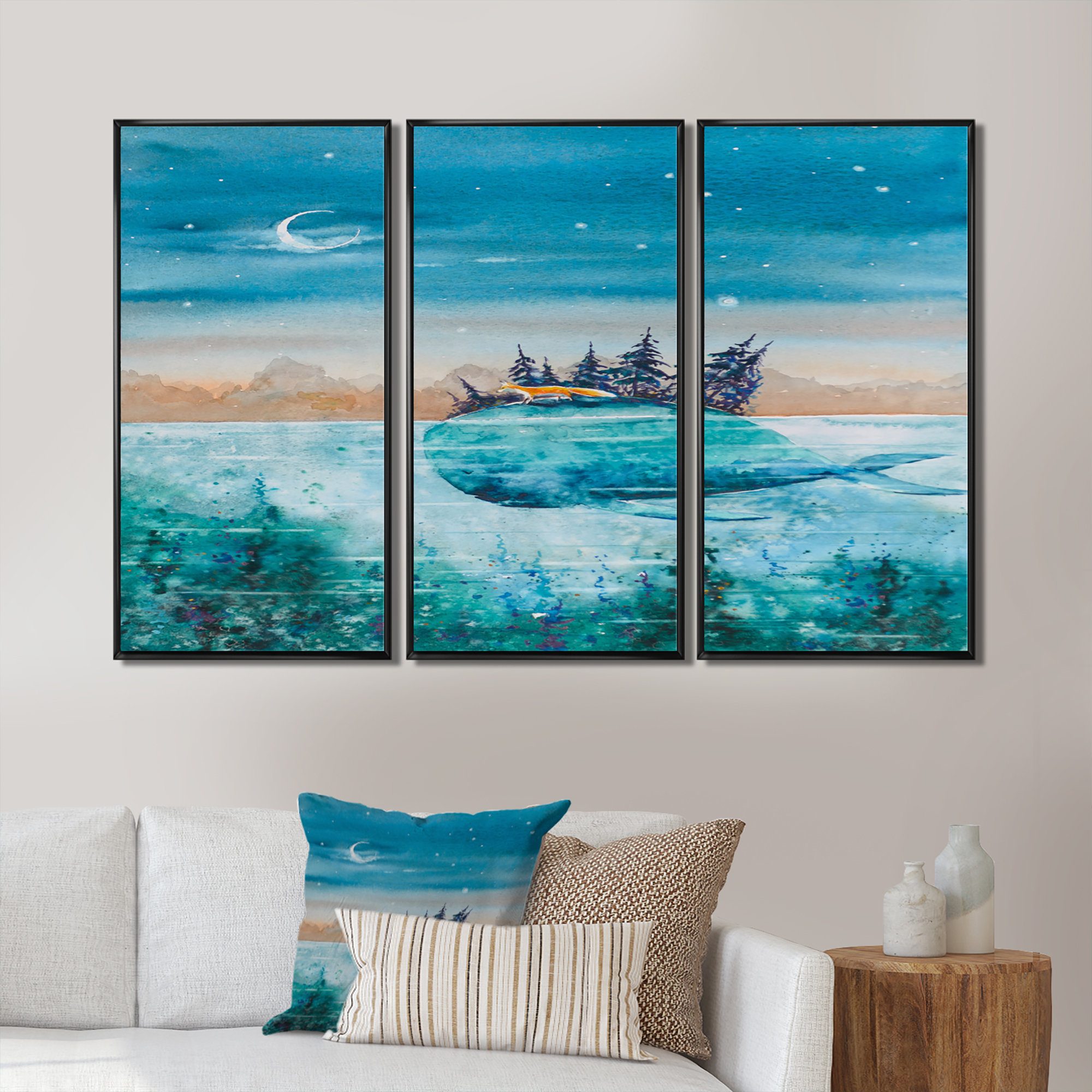 Winston Porter Whale And Fox In Fairy Tale Landscape Framed On