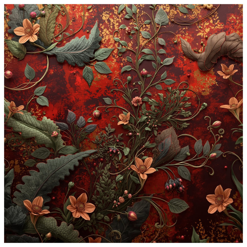 Tapis de bain Ornate Floral Illustration, L 34 po x L 21 po
