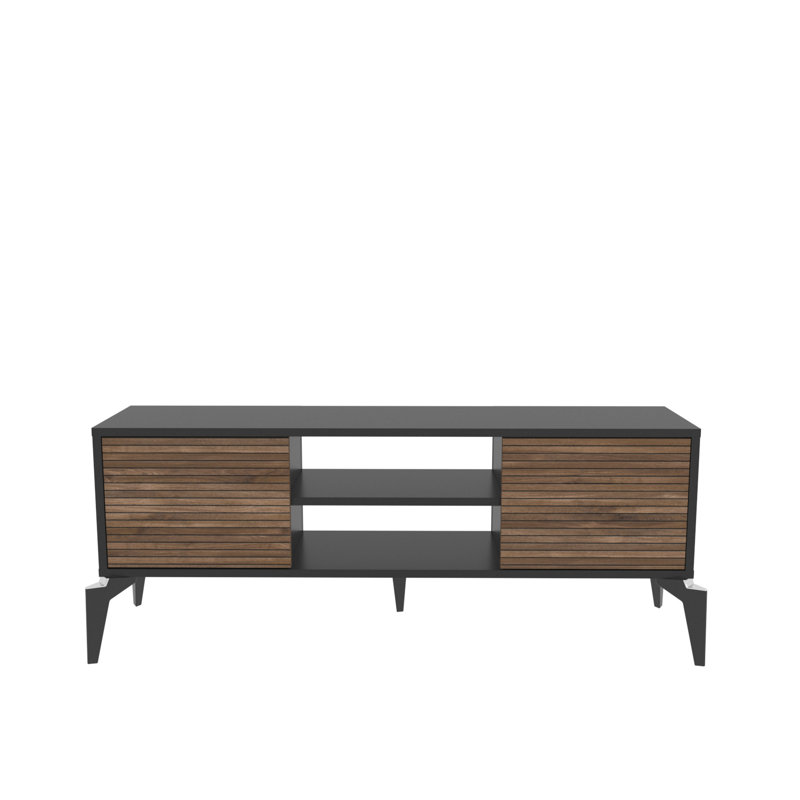 Lojo Tv Stand for Tvs up to 55", 52cm H x 130cm L x 29.5cm W, Black