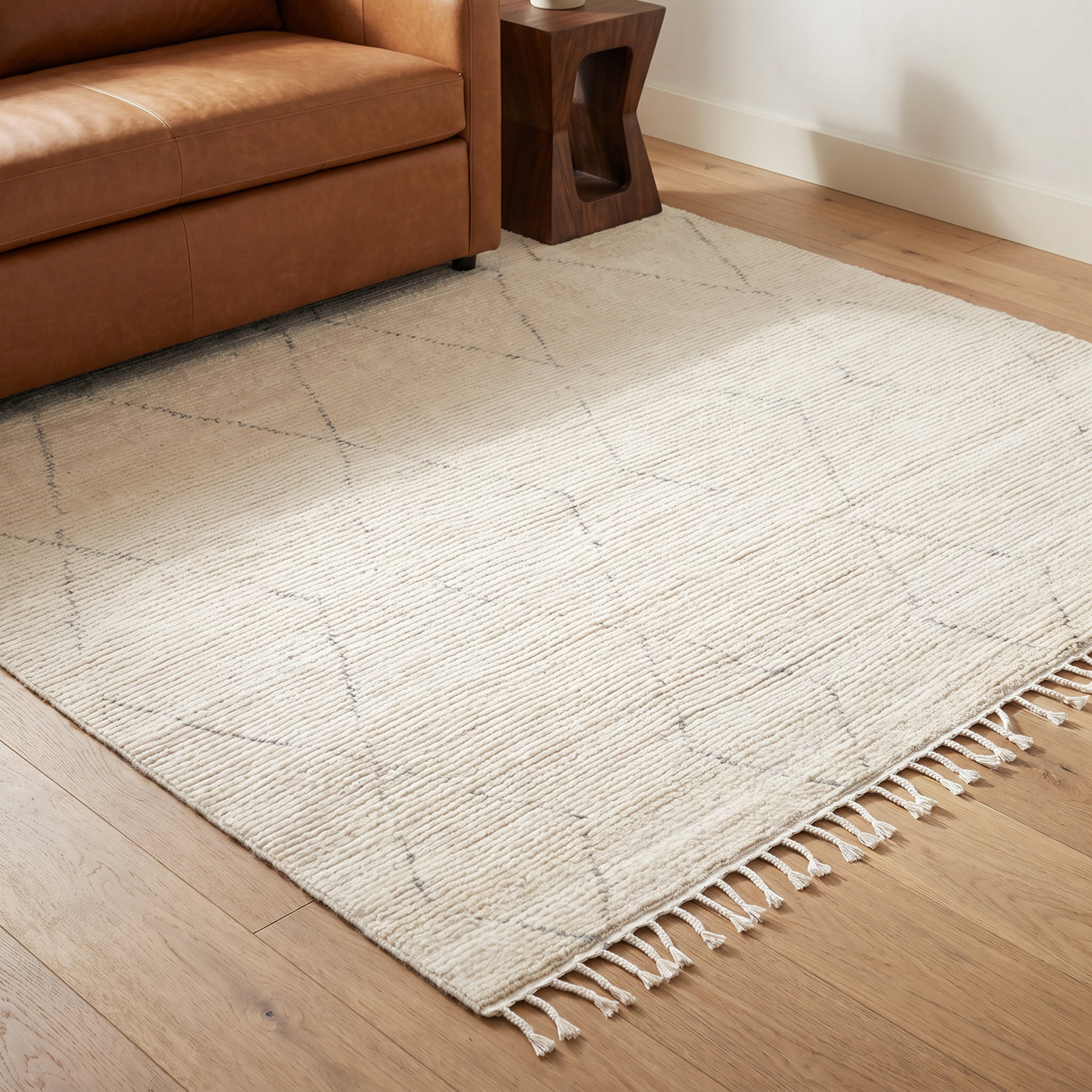 Talon Hand-Knotted Geometric Cream Rug, Rectangle 8' x 10'