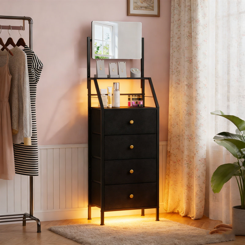 36 cm W Chest of 4 Drawers, Black