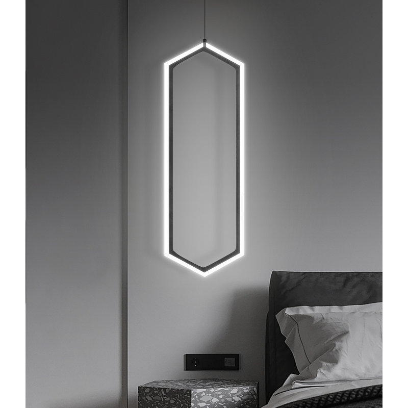 Lustre moderne 1 lumière DEL à intensité variable noir, Noir mat