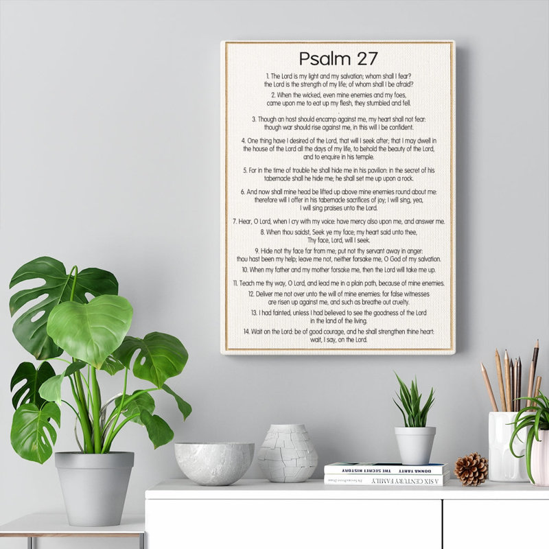 «Fearless Trust In God Psalm 27 Christian Wall Art Bible Verse Print» prêt à être accroché, H 16 po x l 12 po x P 1,25 po