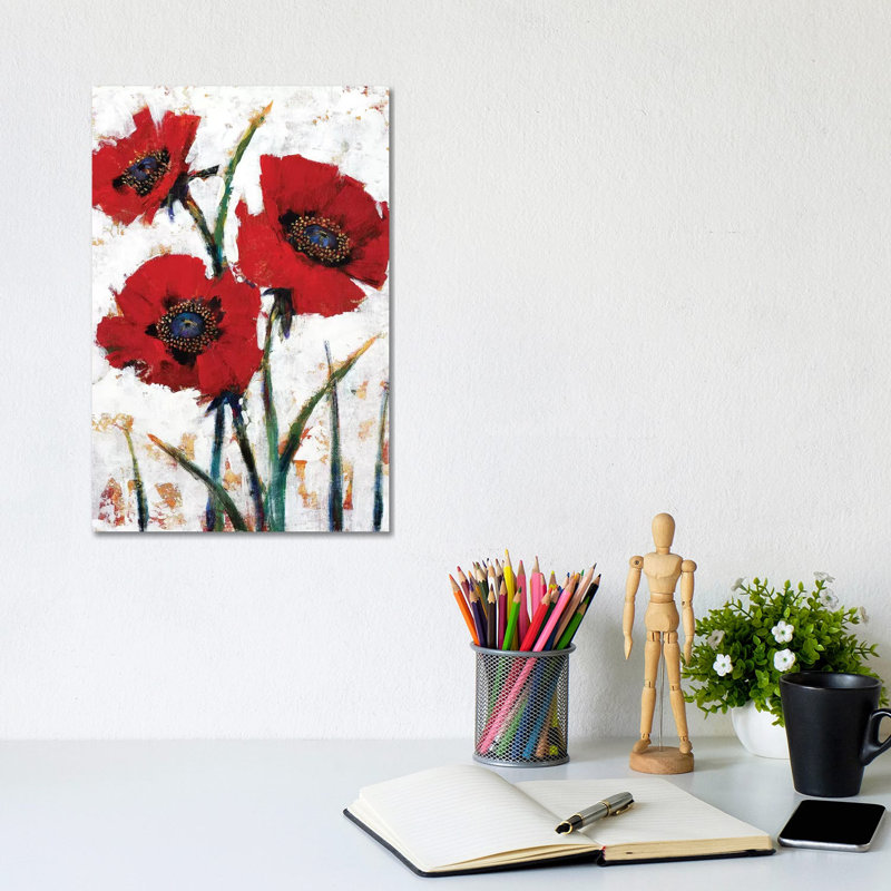 Red Poppy Fresco I by Tim OToole - Wrapped Canvas Print, 20.32 cm H x 30.48 cm W