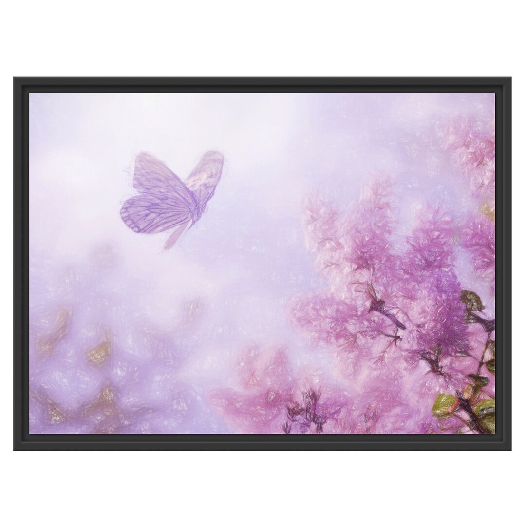 Schmetterling und KirschblÃ¼ten Gerahmter Fotokunstdruck