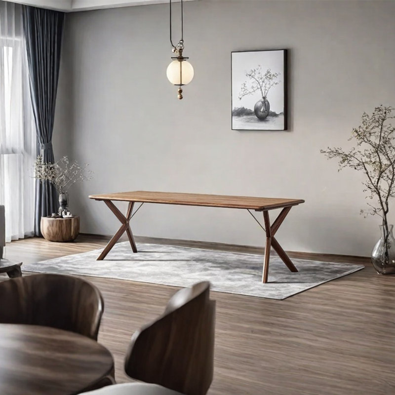 Table de salle à manger en noyer, H 29,53 po x L 70,87 po x l 35,43 po