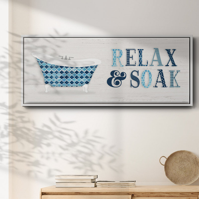 Relax and Soak- Framed Canvas, 8" H x 20" W