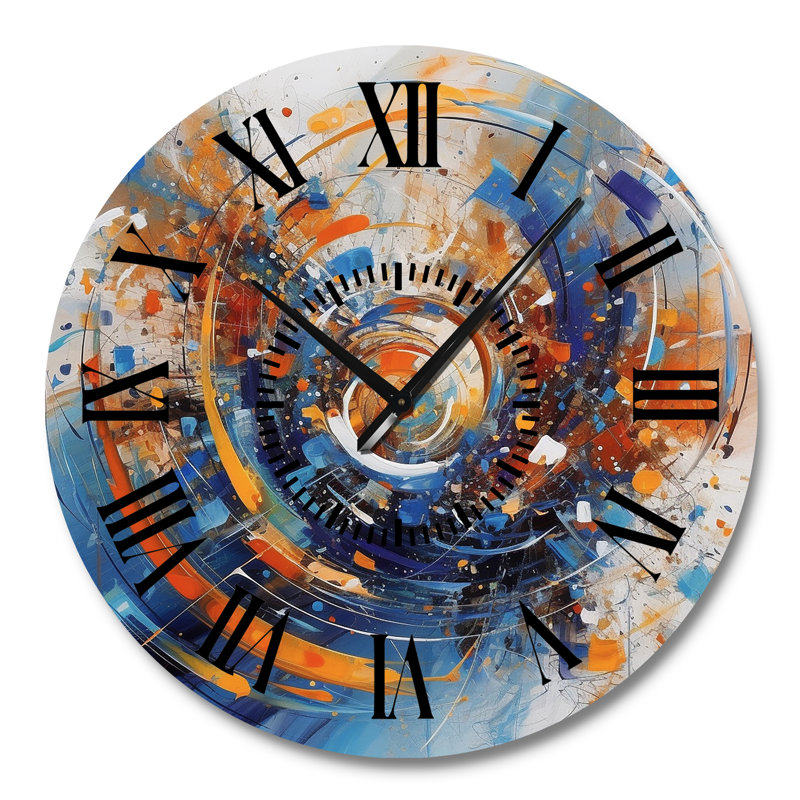 Horloge murale bleue et orange, Grand