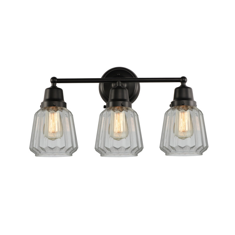 Caggiano 3 - Light Dimmable Vanity Light, Clear, Incandescent, Brushed Satin Nickel