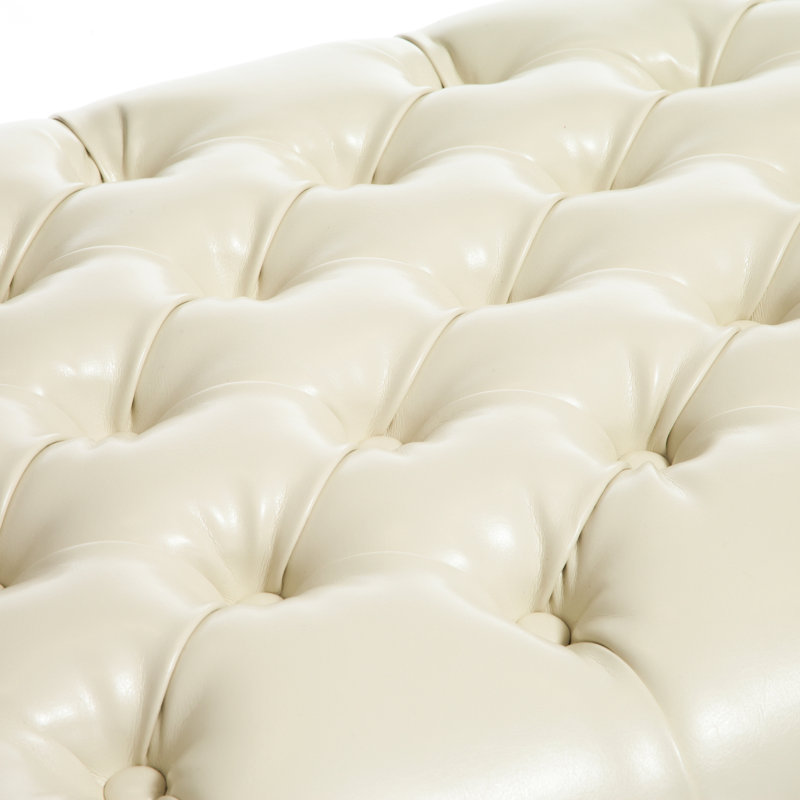 Cuir lisse avec surface, rangement pour coussins, couvertures, pieds teintés pratiques -