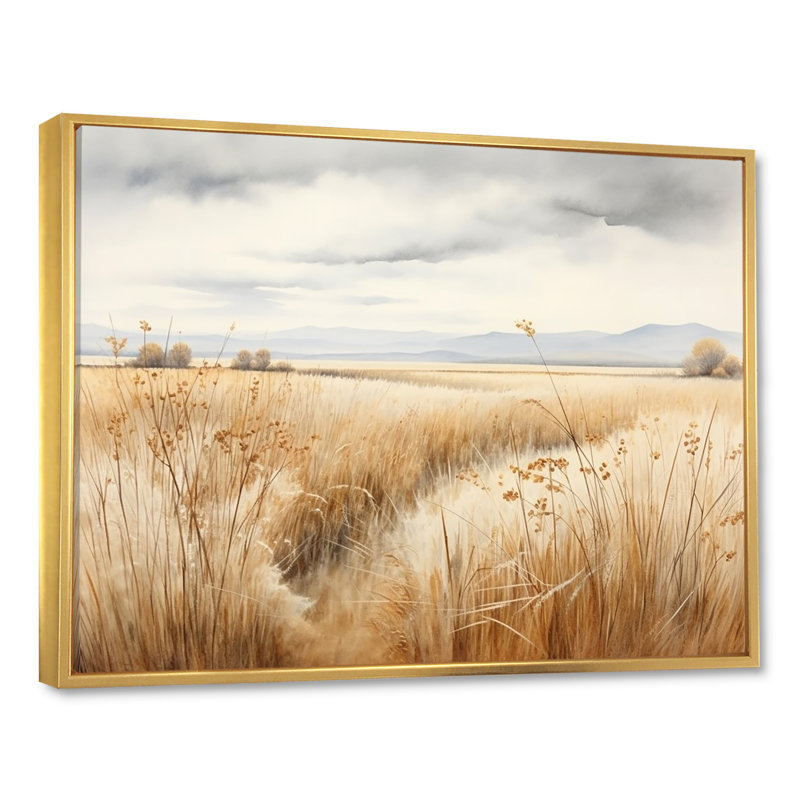 Prairie Peacefulness Meadows V, Cadre flottant doré, H 12 po x l 20 po x P 1 po