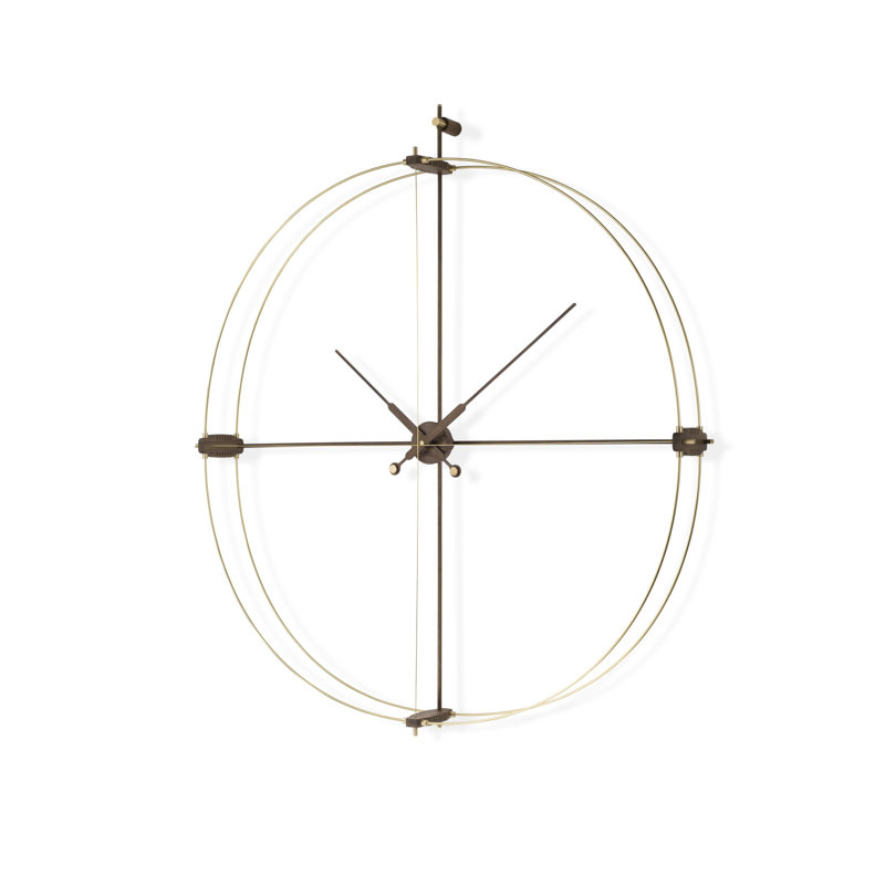 Delmori Skeleton Wall Clock, Brass/Walnut