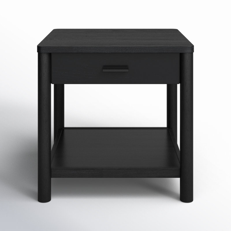 Jaylessa Wood 1 Drawer End Table, Black