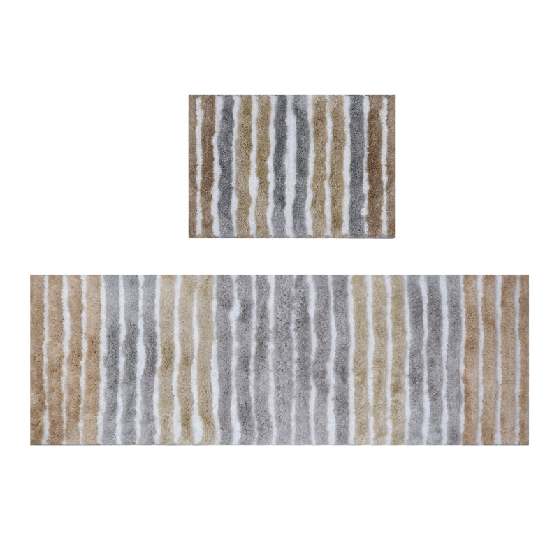 Bathroom Rugs Set of 2, Ultra Soft Microfiber Mats, Absorbent & Quick Drying, Non-Slip Rubber Backing, Machine Washable Bathroom Mats, Sink – 17x24, 21x54 Linen