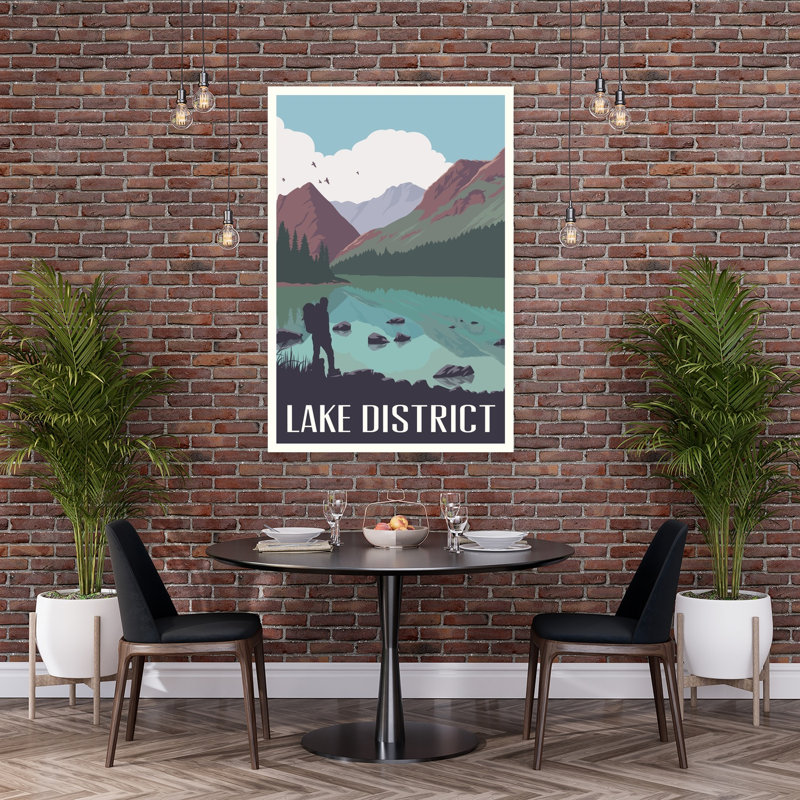Lake District Hiker View Abstract Contemporary Landscape Mountain Wall Art Print, 152.4cm H x 101.6cm W