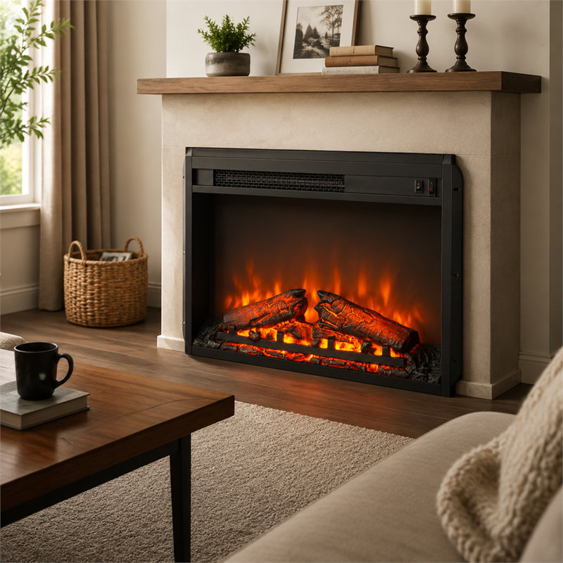 24.1'' W Grey Electric Fireplace