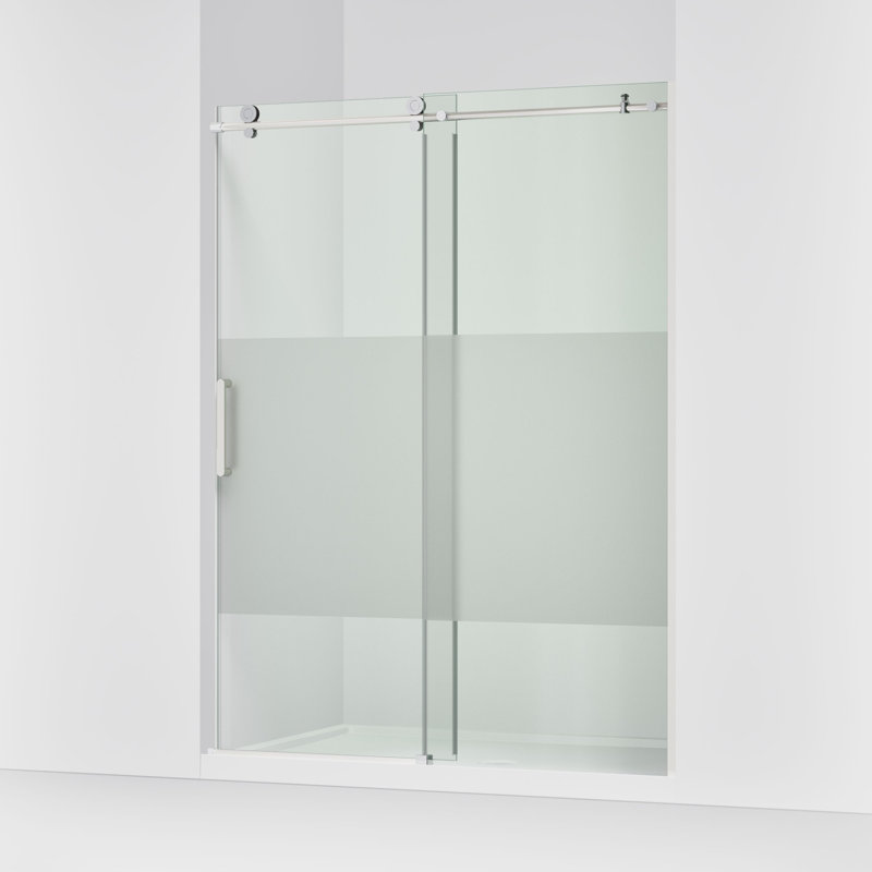 Composed 78 In. Sliding Shower Door With 3/8 In.-Thick Glass, Silver