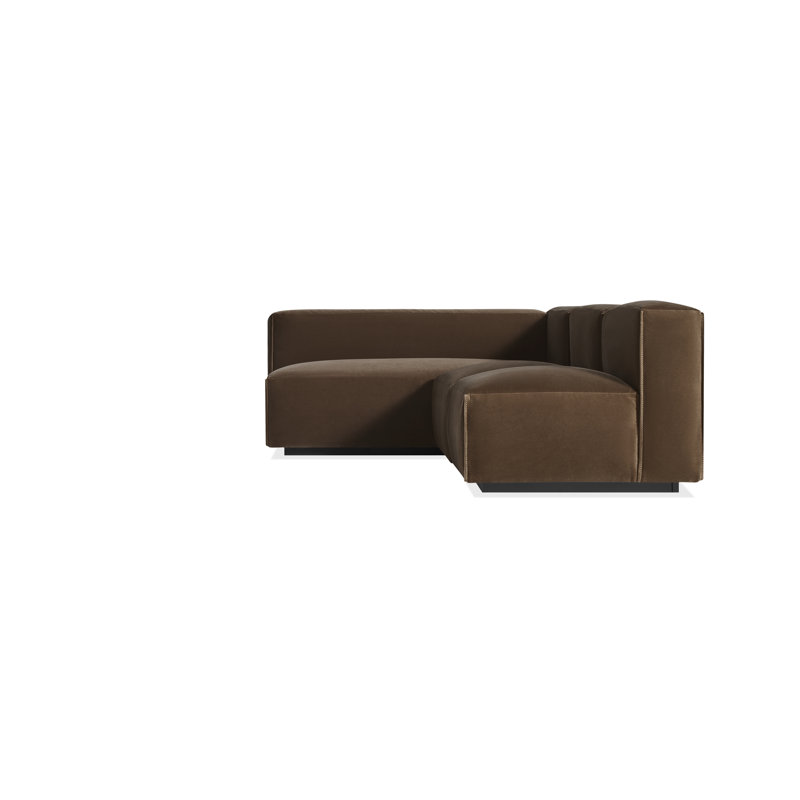 Cleon Modular Sectional, Coffee Velvet Polyester Blend, Right Hand Facing