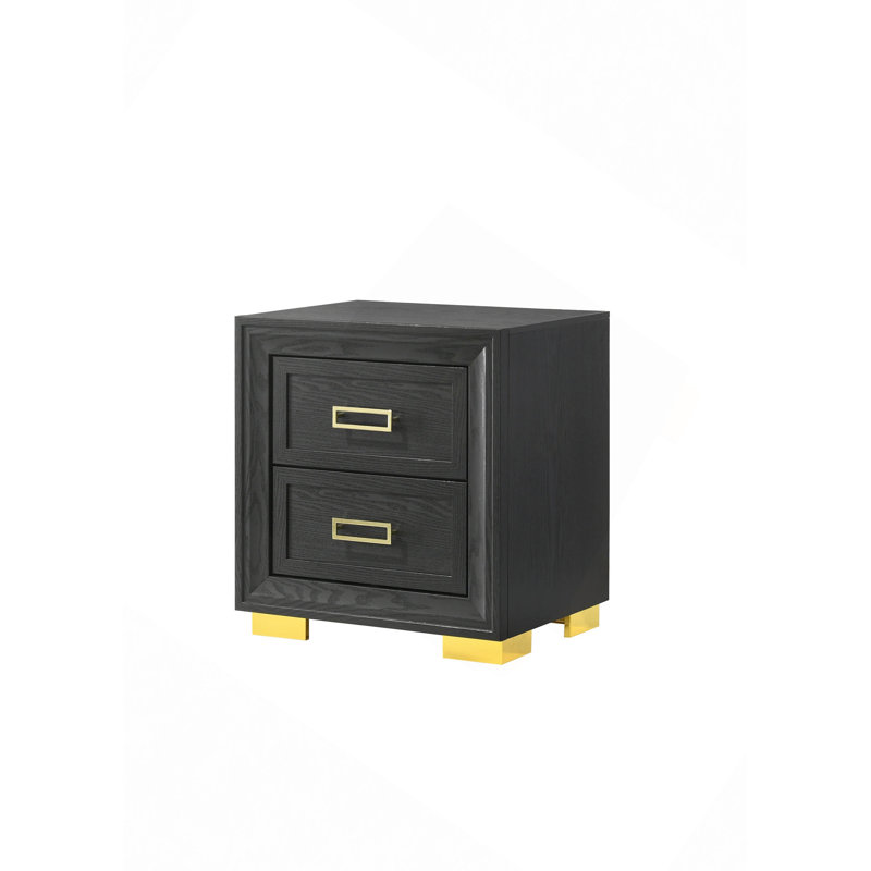 Table de chevet en bois avec 2 tiroirs