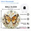 Horloge murale papillon avec motif floral pour décoration intérieure - Horloge murale moderne en verre 12 po