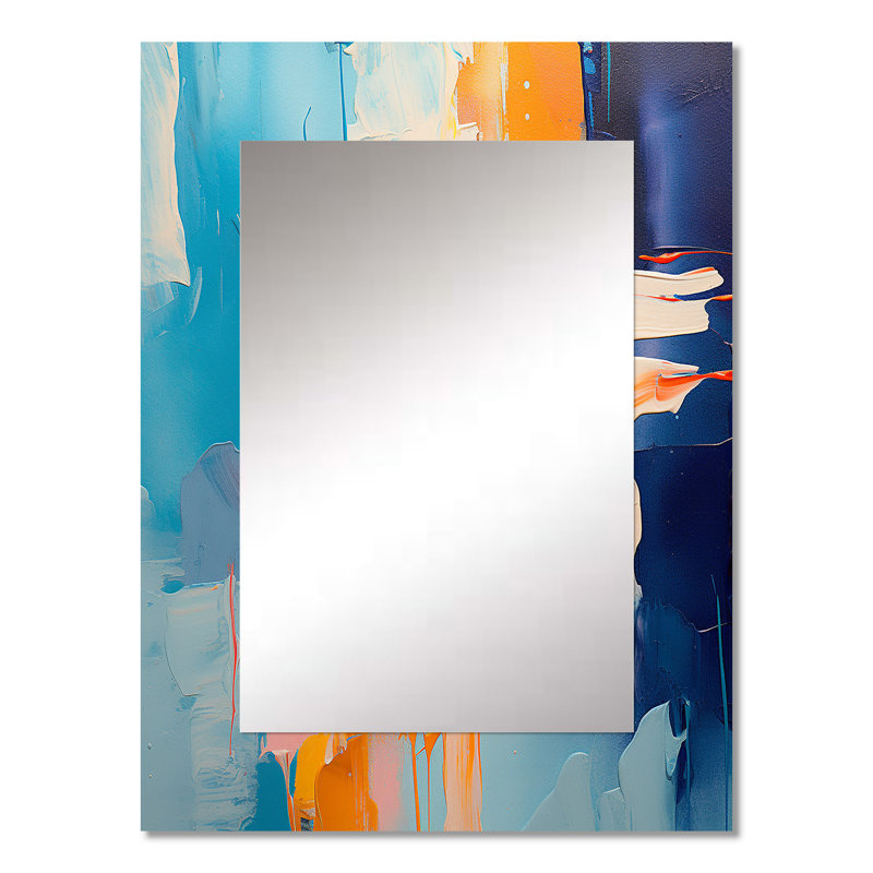 Yulin - Blue Modern Wall Mirror, 32 po x 24 po