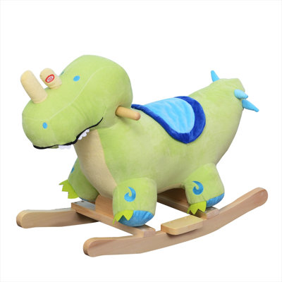 Green Rocking Horses and Animals with Metal Frame, 9.6 x 5 x 7.8 in, Plush and Wood