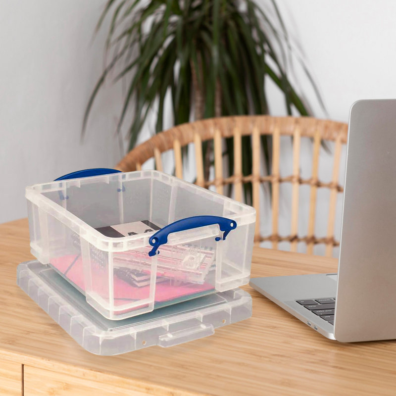 Clear Stackable Plastic Storage Box with Lid and Clip Lock Handles
