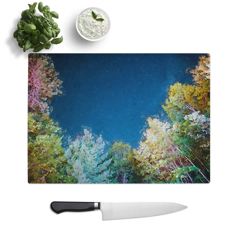 Tempered Glass Stars Above a Forest Chopping Board, 39 cm W x 28.5 cm L