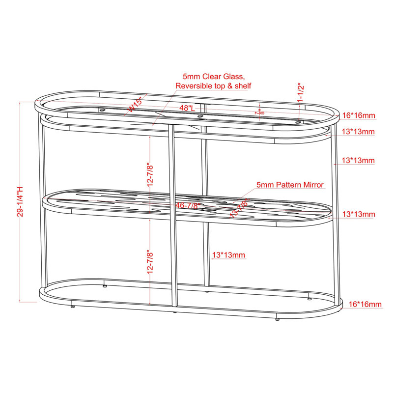 Arlayne 48'' Glass Top Console Table