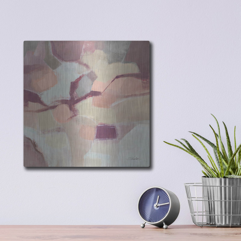 «Mauve Facets» par Silvia Vassileva, art mural en métal de luxe, 12 po x 12 po