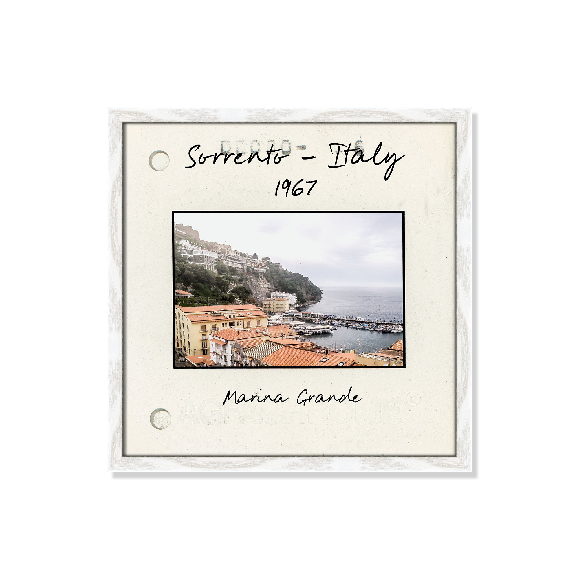 Sorrento Italy - Marina Grande Print by Susan Jill, 17" H x 17" W x 0.75" D, White Single Picture Framed Paper