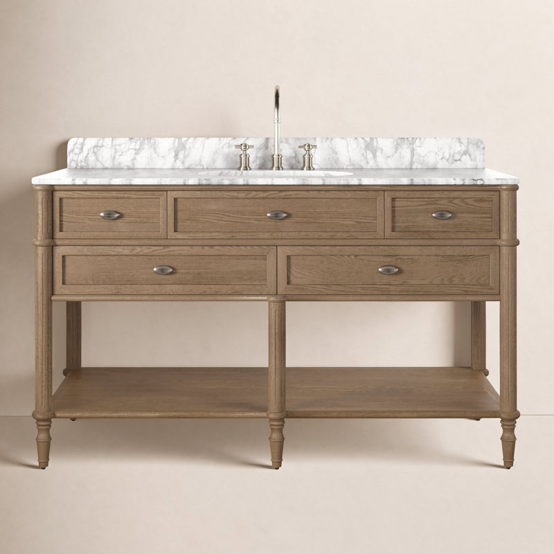Mulry Single Wide Vanity, Washed Blonde Oak Veneer