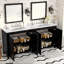 Ensemble de meuble-lavabo 72 po avec lavabos doubles (séparés), lavabos doubles en céramique, portes à fermeture en douceur et tablette réglable - Armoire de rangement espresso rétro pour une organisation élégante de la salle de bain