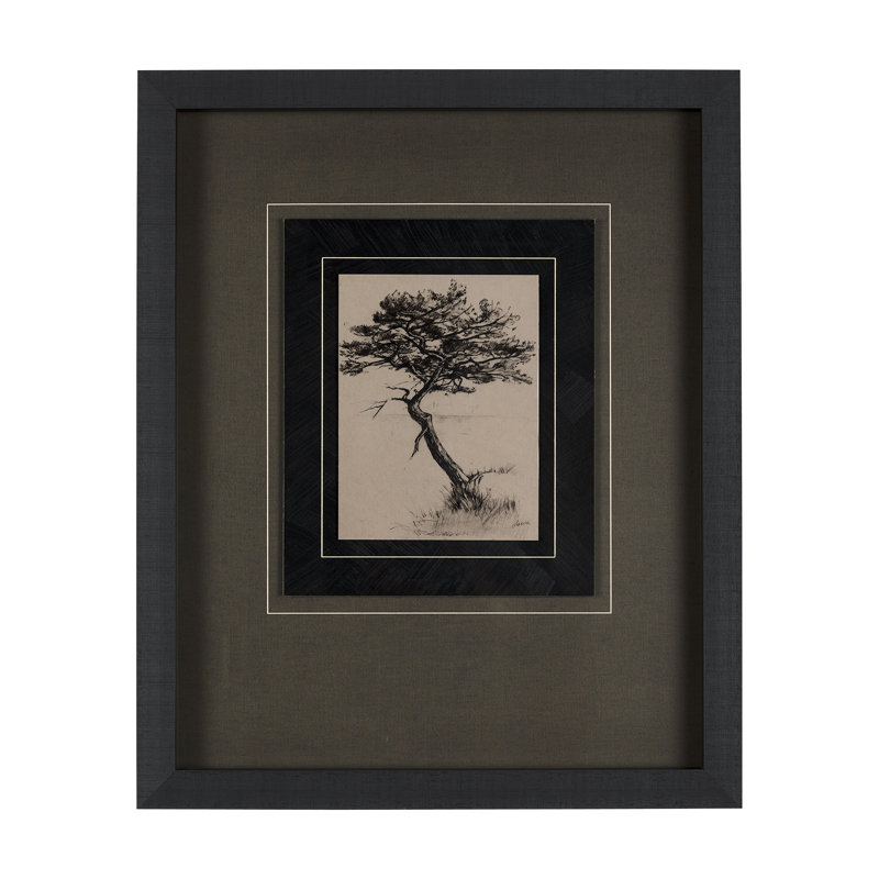 «Tree Dessin III a», reproduction d'art encadrée à la main avec verre mat, Dessin d'arbre III