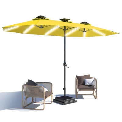 Grand parasol double 15 pi avec lumières solaires