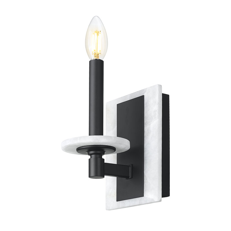 Applique murale moderne Burdine, Une lumière, H 9 po x l 5 po x P 5,75 po, Noir mat