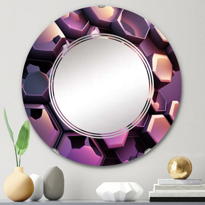 Rahnasia Abstract Geometric Purple II - Modern Geometric Wall Mirror