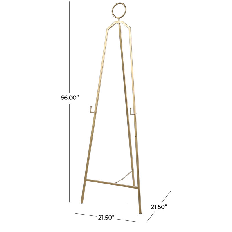 Metal Tall Adjustable 3 Tier Display Gold Easel with Circular Ring Top, 66" H x 21.50" W x  21.50" D
