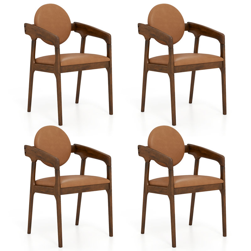 Ensemble de 4 chaises en bois avec siège et dossier rembourrés avec cadre en bois d'hévéa, 4