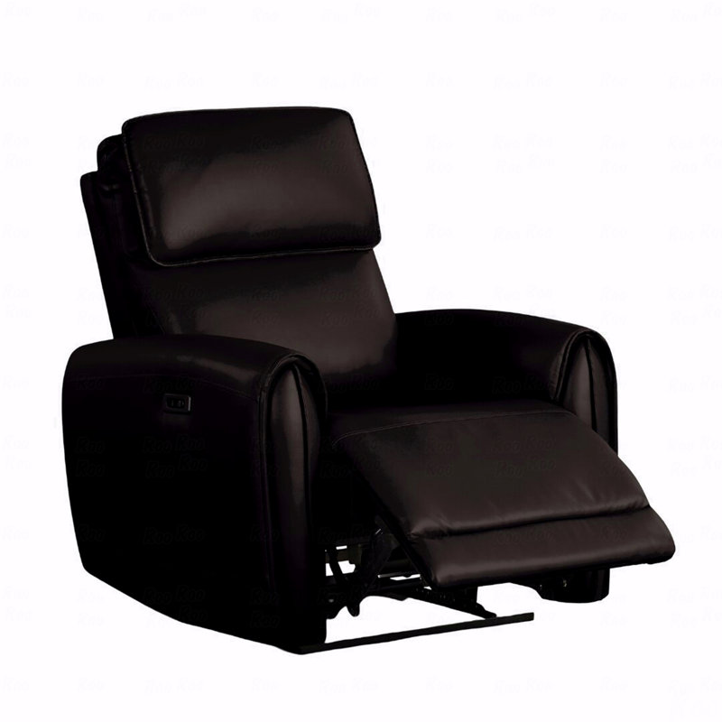 Black Finish Power With Recliner Function Usb Ports Contour Arms Flange Trim Contemporary Style Primary Living Room, Black