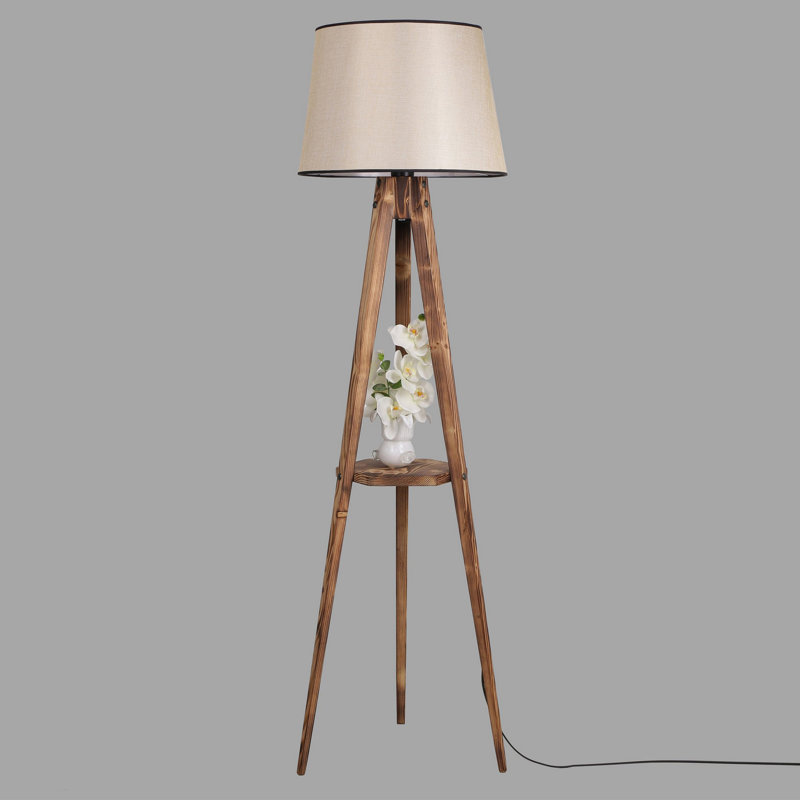 Ellison 160cm Tray Table Floor Lamp, Light French Beige, Brown