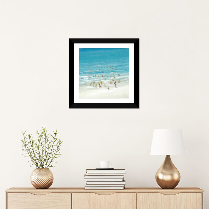 « ocean nage i », impression sur toile, Papier d'art encadré noir, Blanc, H 24 po x l 24 po x P 1 po