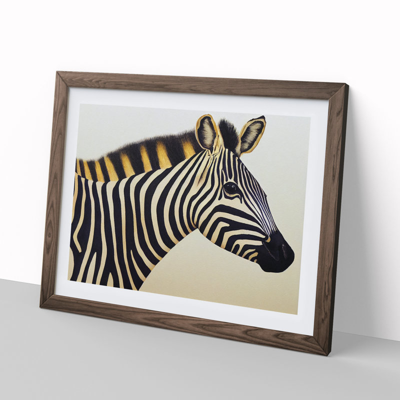 Zebra Vol.1 - Single Picture Frame Painting, 46cm H x 64cm W x 2cm D, Walnut