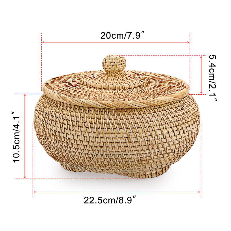 Round Rattan Boxes with Lid