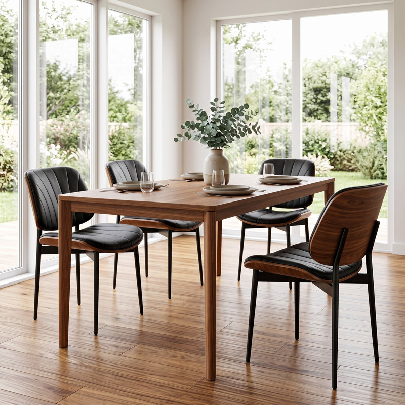 Faux Leather Dining Chairs Set of 2, Mid-Century Modern Upholstered Side Chairs with Wood Frame for Dining Rooms,Kitchens,Living rooms